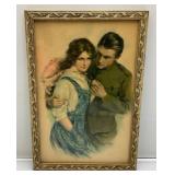 Framed Behind Glass Original William Haskell Coffin 1918 WWI Print "The Girl I Leave Behind Me" Soldier