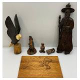 Miscl Vintage Hand Carved Wooden Items And More