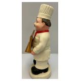 16 1/2" Tall Pottery Chef With Chalk Board (Missing Part Of Wood Frame)