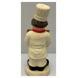 16 1/2" Tall Pottery Chef With Chalk Board (Missing Part Of Wood Frame)