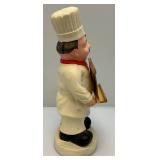 16 1/2" Tall Pottery Chef With Chalk Board (Missing Part Of Wood Frame)