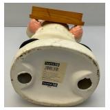 16 1/2" Tall Pottery Chef With Chalk Board (Missing Part Of Wood Frame)