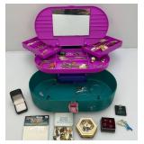 Plastic Jewelry Box With Misc. Costume Jewelry, Marilyn Monroe  And More