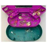 Plastic Jewelry Box With Misc. Costume Jewelry, Marilyn Monroe  And More