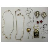 Plastic Jewelry Box With Misc. Costume Jewelry, Marilyn Monroe  And More