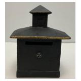 Vintage Miniature Cast Iron Bank 3 1/2" Tall
