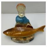 Vintage JIM BEAM Collectible Walleye Decanter 9"