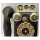 Vintage RARE Tin Litho Wall Telephone Bank