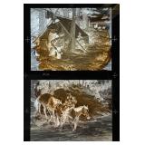 Antique Glass Printing Plates With Ralph Crosby Smith Wildlife Scenes (Very Cool) 14" x 17"