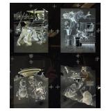 Antique Glass Printing Plates With RARE Monkeys And Elephant Artwork (Very Cool) 16" x 20"