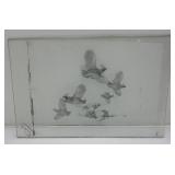1957 Glass Printing Plate With Guail  Artwork (Very Cool) 16" x 24"