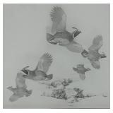 1957 Glass Printing Plate With Guail  Artwork (Very Cool) 16" x 24"