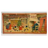 Antique Swedish Christmas Illustration "Julefrid Vid Hemmmets Hard" 15 1/4" x 32 3/4"