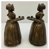 Est. $195.00 - $250.00 Antique Walter Baker Cast Iron Chocolate Lady Bookends Figurines 6"