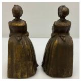 Est. $195.00 - $250.00 Antique Walter Baker Cast Iron Chocolate Lady Bookends Figurines 6"
