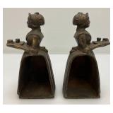 Est. $195.00 - $250.00 Antique Walter Baker Cast Iron Chocolate Lady Bookends Figurines 6"