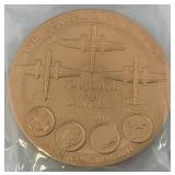 Est. $100.00 - $199.00 2014 US Mint Doolittle Tokyo Raiders  Commemorative 3" Bronze Medal With Box And Stand (New In Factory Sealed Bag)
