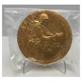 Est. $100.00 - $199.00 2014 US Mint LAKE SUPERIOR Band Of Fond Du Lac Chippewa Code Talkers  Commemorative 3" Bronze Medal With Box And Stand (New In Factory Sealed Bag)