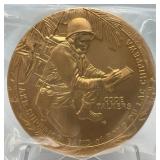 Est. $100.00 - $199.00 2014 US Mint LAKE SUPERIOR Band Of Fond Du Lac Chippewa Code Talkers  Commemorative 3" Bronze Medal With Box And Stand (New In Factory Sealed Bag)