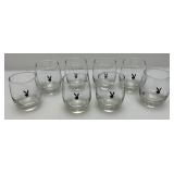 8 Vintage Original Playboy Club Bunny Logo "Lowball" Whiskey Drinking Glasses