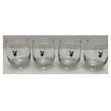 8 Vintage Original Playboy Club Bunny Logo "Lowball" Whiskey Drinking Glasses