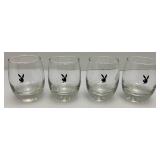 8 Vintage Original Playboy Club Bunny Logo "Lowball" Whiskey Drinking Glasses