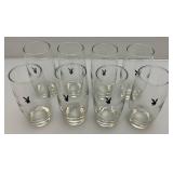 8 Vintage Original Playboy Club Bunny Logo "Highball" Cocktail Drinking Glasses