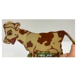 Vintage Tin Litho Mooing Cow Mechanical Pull Tail Toy (Voice Box Needs Work) 9" L x 8 b1/2" H x 3" W