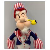Vintage POPEYE Uncle Sam Plush Figure 14" & Olive Oil Plush 6"