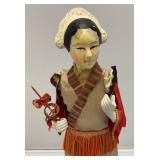 Vintage Oriental Chinese Court Lady Doll Silk Figurine With Stand 12"
