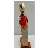 Vintage Oriental Chinese Court Lady Doll Silk Figurine With Stand 12"