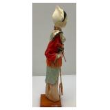 Vintage Oriental Chinese Court Lady Doll Silk Figurine With Stand 12"
