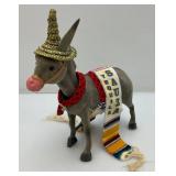 Vintage Weighted Head Flock Donkey With Tequila Sauza Advertisement (Missing One Ear)