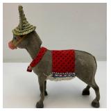 Vintage Weighted Head Flock Donkey With Tequila Sauza Advertisement (Missing One Ear)