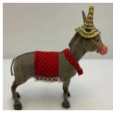 Vintage Weighted Head Flock Donkey With Tequila Sauza Advertisement (Missing One Ear)