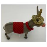 Vintage Weighted Head Flock Donkey With Tequila Sauza Advertisement (Missing One Ear)