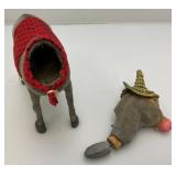 Vintage Weighted Head Flock Donkey With Tequila Sauza Advertisement (Missing One Ear)