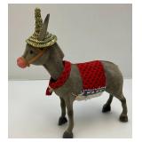Vintage Weighted Head Flock Donkey With Tequila Sauza Advertisement (Missing One Ear)