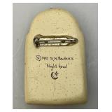 Wolf Totem Tree Moon Scrimshaw Technique Resin Brooch Pin