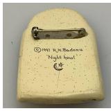 Wolf Totem Tree Moon Scrimshaw Technique Resin Brooch Pin