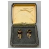 Vintage Art Deco Coro Rose Gold Plated Womens Earrings Adjustable back