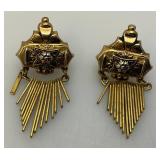 Vintage Art Deco Coro Rose Gold Plated Womens Earrings Adjustable back