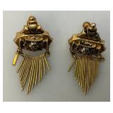 Vintage Art Deco Coro Rose Gold Plated Womens Earrings Adjustable back
