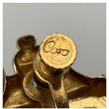 Vintage Art Deco Coro Rose Gold Plated Womens Earrings Adjustable back