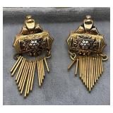 Vintage Art Deco Coro Rose Gold Plated Womens Earrings Adjustable back