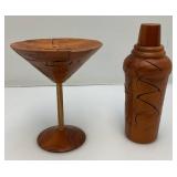 Vintage Handmade Wooden Cocktail Shaker & Martini Glass 3D Puzzles
