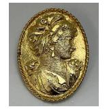 Est. $750.00 -$800.00 (418) Stamped Gold Cameo Style Brooch 14.18 Grams