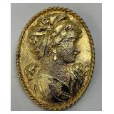 Est. $750.00 -$800.00 (418) Stamped Gold Cameo Style Brooch 14.18 Grams