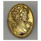 Est. $750.00 -$800.00 (418) Stamped Gold Cameo Style Brooch 14.18 Grams
