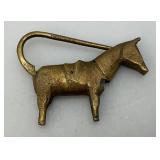 Antique Brass Horse Lock (Missing Key) 2 1/4" L x 1 3/4" H x 3/8" W